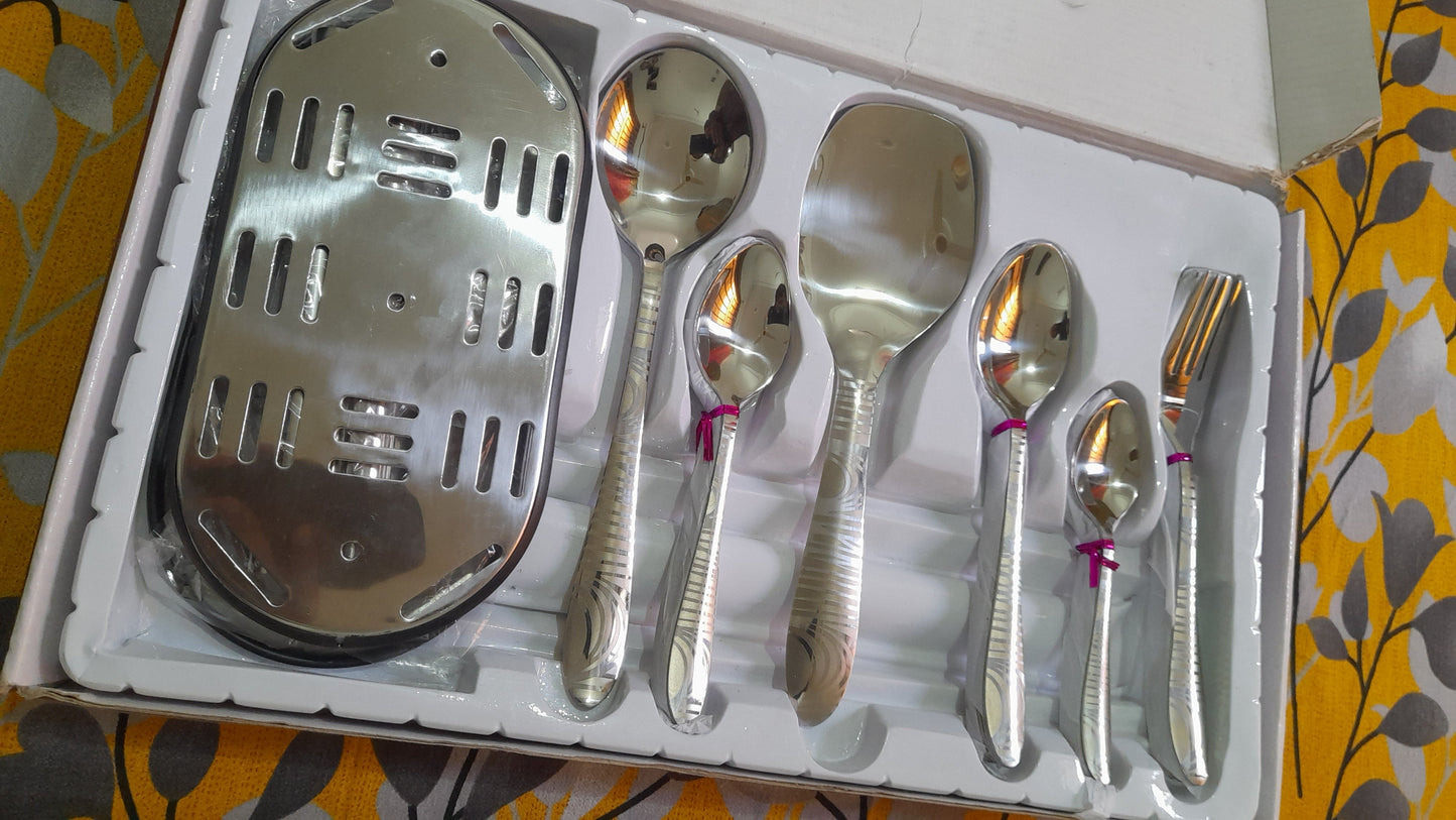 Laser Design Flatware Set 29 Pieces Stainless Steel Gift Presentation Box