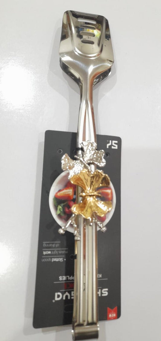 Golden Serving Tong Pakistan | Dishwasher Safe Floral Food Tong | Premium Kitchen Tool ,| Multi-Purpose Food Serving Tool