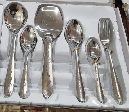 Laser Flower Design Flatware Set 29 Pieces Stainless Steel Gift Presentation Box