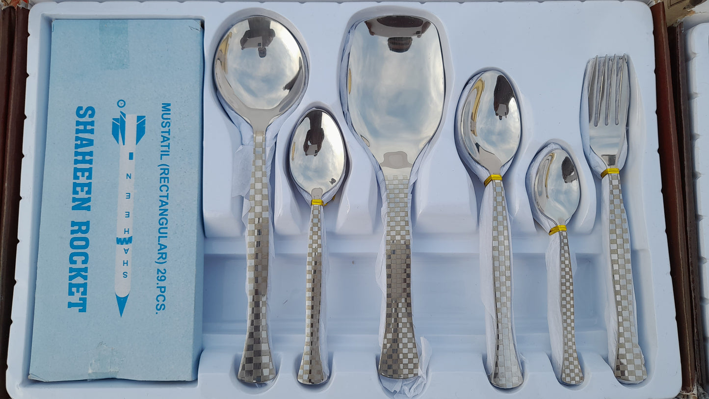 Eid Gift I Wedding Gift Cutlery Set 29 PCS Laser Engraved Stainless Steel with Stand