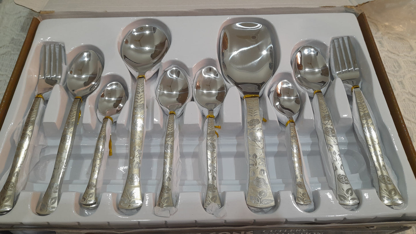 Cutlery Set 29 PCS Laser Engraved Stainless Steel with Stand
