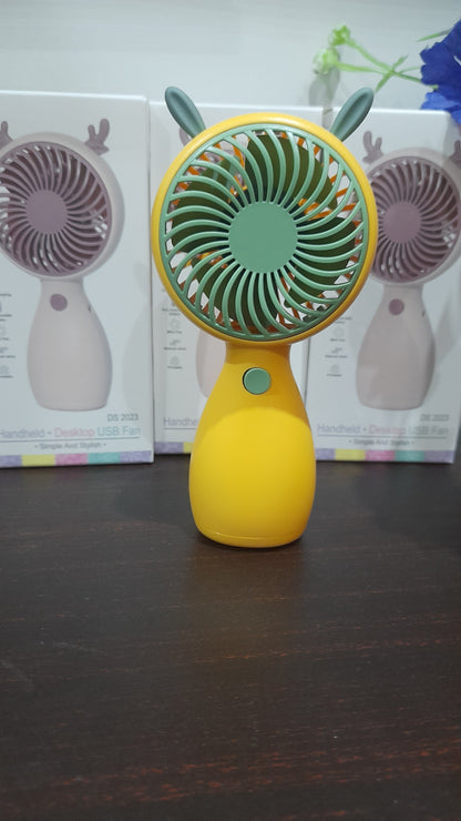 Cute Slim Rechargeable Mini Fan – Powerful Air Throw Single Speed Fan