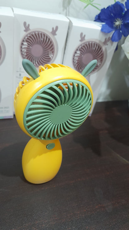 Cute Slim Rechargeable Mini Fan – Powerful Air Throw Single Speed Fan