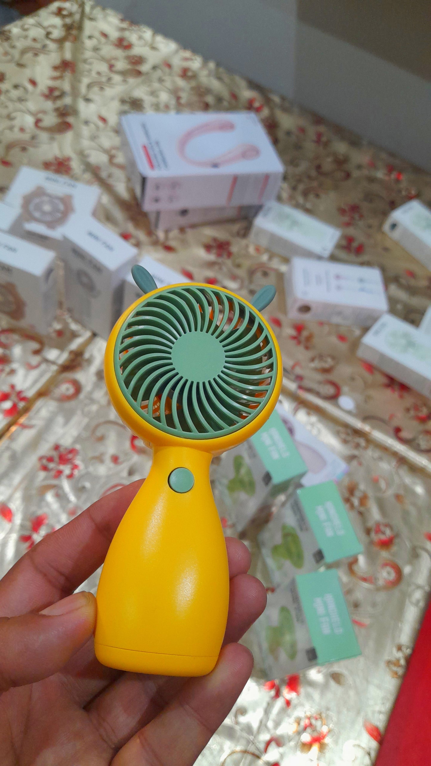 Cute Slim Rechargeable Mini Fan – Powerful Air Throw Single Speed Fan
