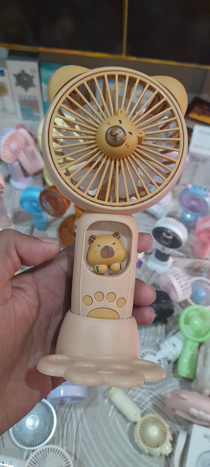 🐻 Cute Cartoon Lighting Bracket Mini Fan With LED Light