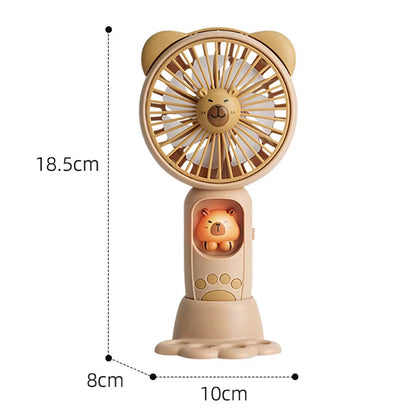 🐻 Cute Cartoon Lighting Bracket Mini Fan With LED Light
