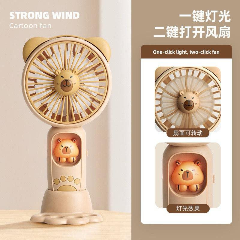 🐻 Cute Cartoon Lighting Bracket Mini Fan With LED Light