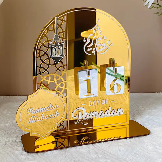 Golden / Silver mirror  acrylic Ramadan Count Down Calendar  | Ramadan Gift | Ramadan counter | Table Decor with Stands
