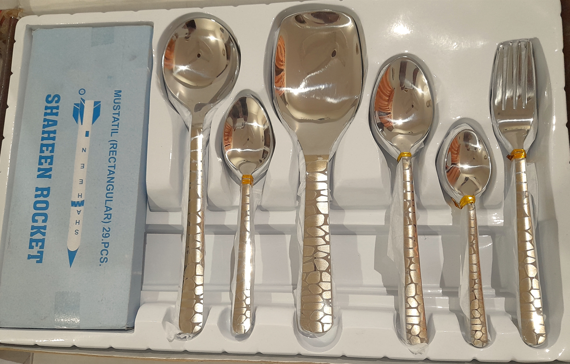 Eid Gift I Wedding Gift Cutlery Set 29 PCS Laser Engraved Stainless Steel with Stand
