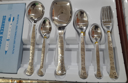 Laser Flower Design Flatware Set 29 Pieces Stainless Steel Gift Presentation Box