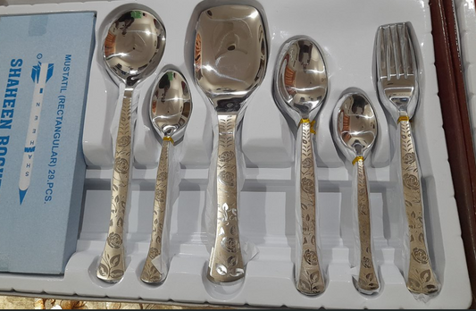 Laser Flower Design Flatware Set 29 Pieces Stainless Steel Gift Presentation Box