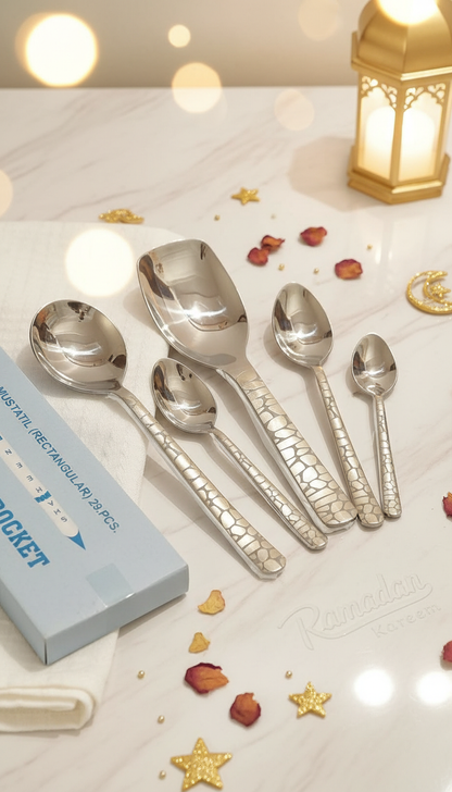 Eid Gift I Wedding Gift Cutlery Set 29 PCS Laser Engraved Stainless Steel with Stand