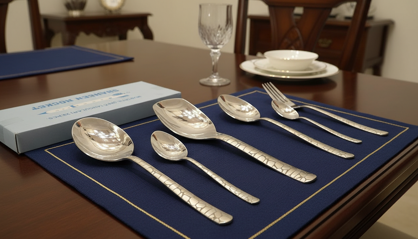 Eid Gift I Wedding Gift Cutlery Set 29 PCS Laser Engraved Stainless Steel with Stand