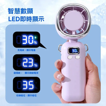 Portable Mini Turbo Fan With Digital Display & Neck Strap