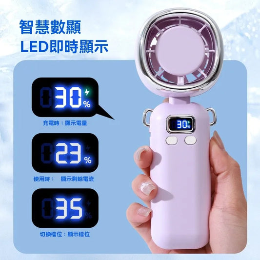 Portable Mini Turbo Fan With Digital Display & Neck Strap